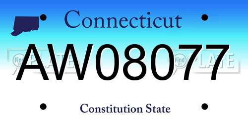 AW08077 Connecticut License Plate