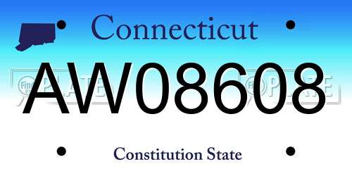 AW08608 Connecticut License Plate