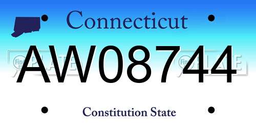 AW08744 Connecticut License Plate