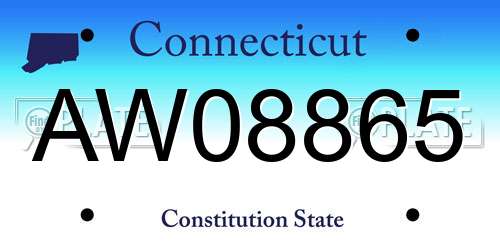 AW08865 Connecticut License Plate