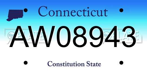 AW08943 Connecticut License Plate