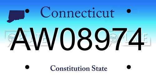 AW08974 Connecticut License Plate