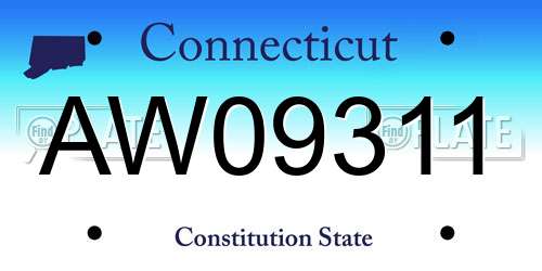 AW09311 Connecticut License Plate