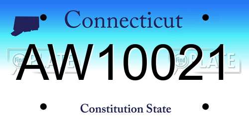 AW10021 Connecticut License Plate