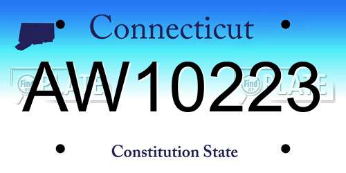 AW10223 Connecticut License Plate