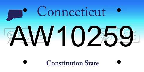 AW10259 Connecticut License Plate