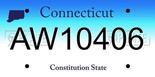AW10406 Connecticut License Plate