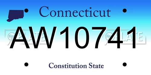 AW10741 Connecticut License Plate