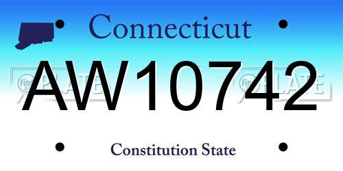 AW10742 Connecticut License Plate