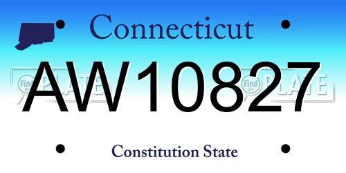 AW10827 Connecticut License Plate