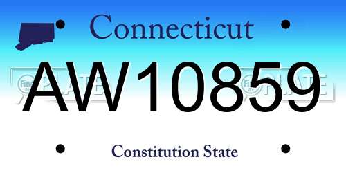 AW10859 Connecticut License Plate