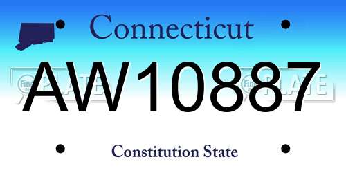 AW10887 Connecticut License Plate