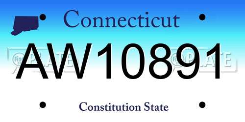 AW10891 Connecticut License Plate