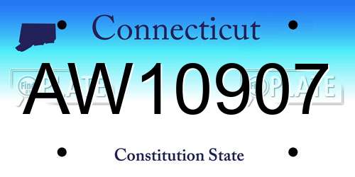AW10907 Connecticut License Plate