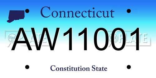 AW11001 Connecticut License Plate
