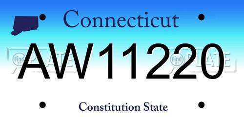 AW11220 Connecticut License Plate