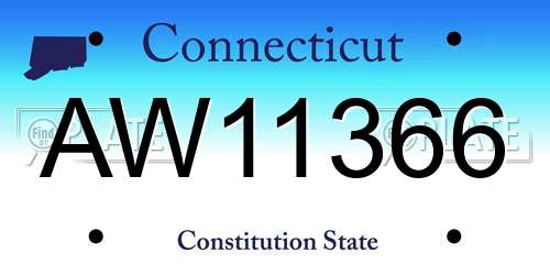 AW11366 Connecticut License Plate
