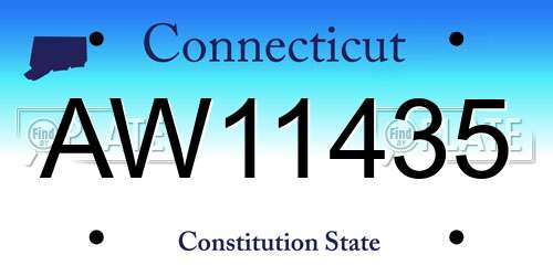 AW11435 Connecticut License Plate