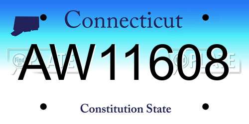 AW11608 Connecticut License Plate