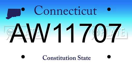 AW11707 Connecticut License Plate