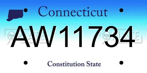 AW11734 Connecticut License Plate