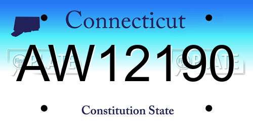 AW12190 Connecticut License Plate
