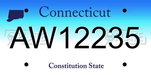 AW12235 Connecticut License Plate