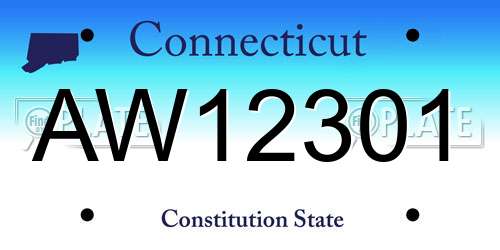 AW12301 Connecticut License Plate