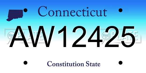 AW12425 Connecticut License Plate
