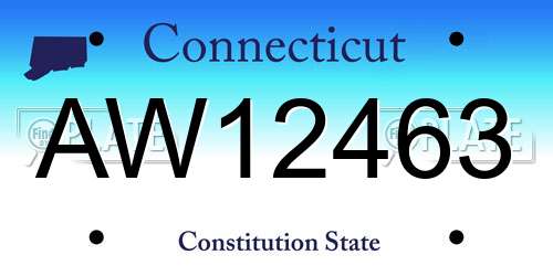 AW12463 Connecticut License Plate