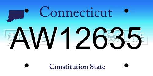 AW12635 Connecticut License Plate
