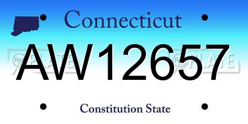 AW12657 Connecticut License Plate