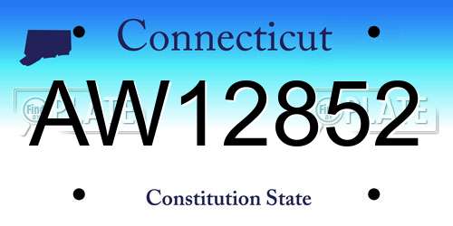 AW12852 Connecticut License Plate