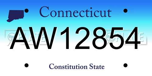AW12854 Connecticut License Plate