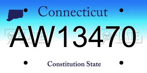 AW13470 Connecticut License Plate