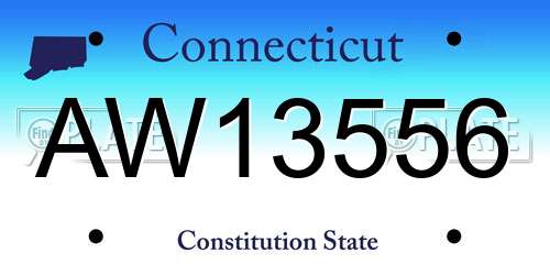 AW13556 Connecticut License Plate
