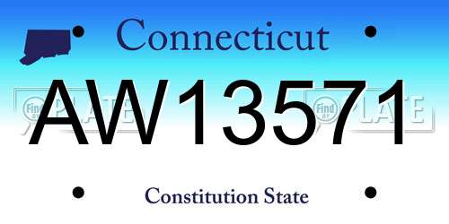 AW13571 Connecticut License Plate