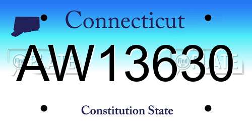 AW13630 Connecticut License Plate