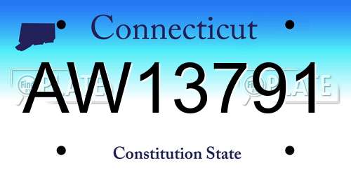 AW13791 Connecticut License Plate