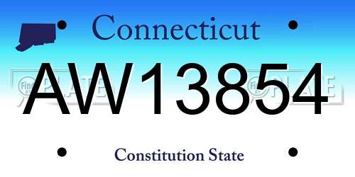 AW13854 Connecticut License Plate