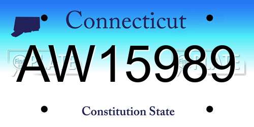 AW15989 Connecticut License Plate