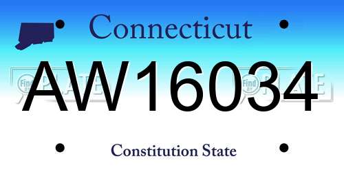 AW16034 Connecticut License Plate