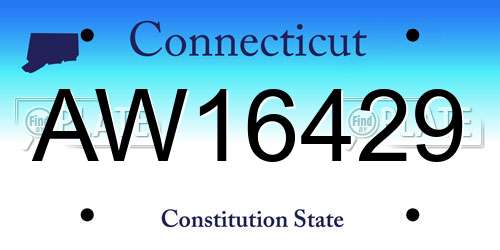 AW16429 Connecticut License Plate