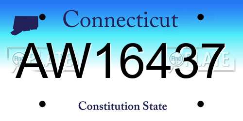 AW16437 Connecticut License Plate