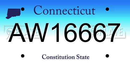 AW16667 Connecticut License Plate