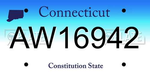 AW16942 Connecticut License Plate