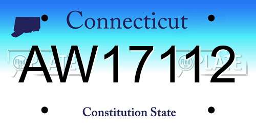 AW17112 Connecticut License Plate