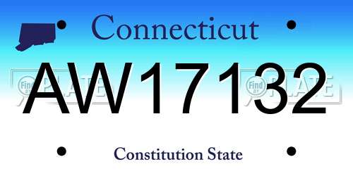 AW17132 Connecticut License Plate