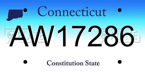 AW17286 Connecticut License Plate