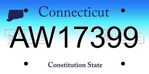 AW17399 Connecticut License Plate